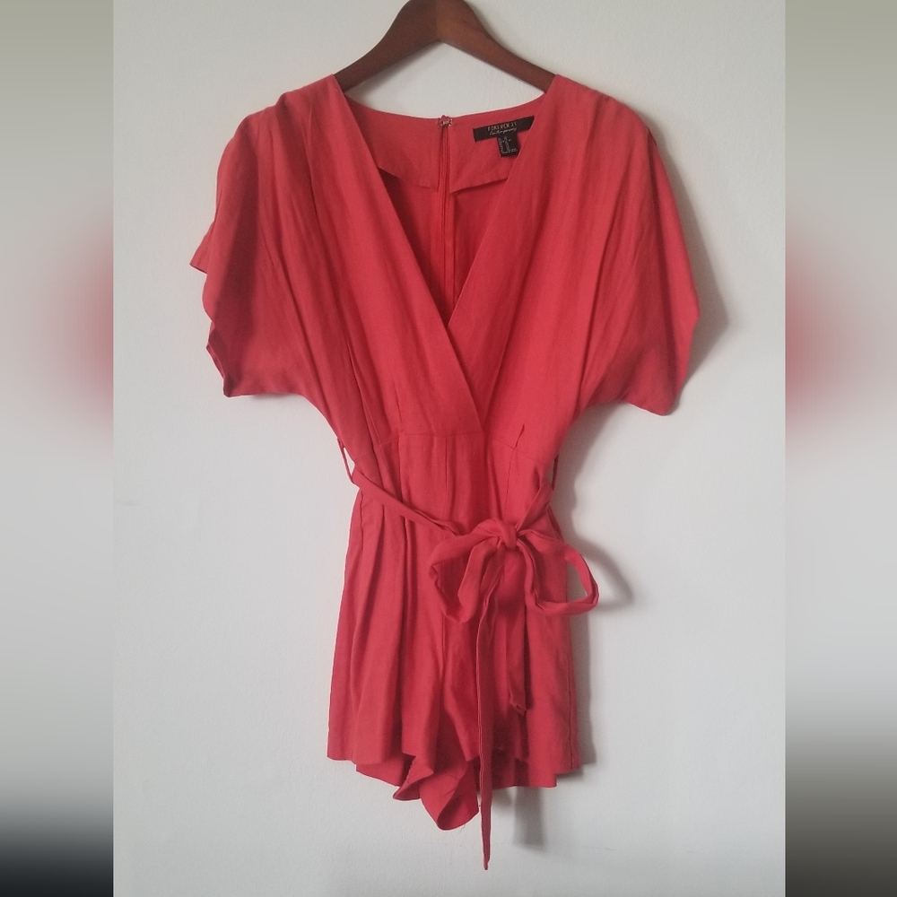 Linen belted romper